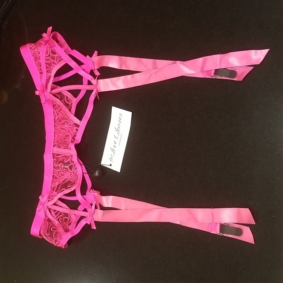 💕FOR LOVE AND LEMONS💕 Soutache Embroidered Garter ~ Berry Large L NWT - Picture 5 of 12